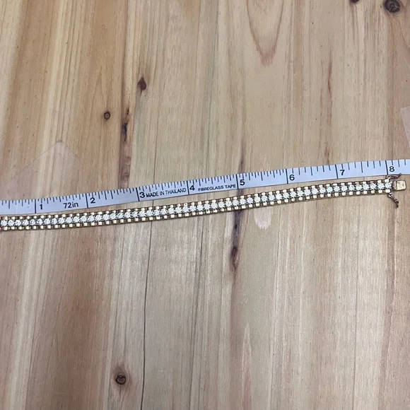 Bronze Italy 14kt gold plating Sterling Silver Bracelet with crystal stones. - Picture 5 of 6